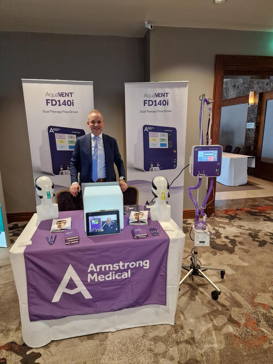 Ciaran is set up and ready to meet the lovely critical care nurses at this year's National Critical Care Nursing Conference in Galway! Come say hi 👋🏻and find out more about the AquaVENT® Fd140i. @saoltagroup @IACCN_