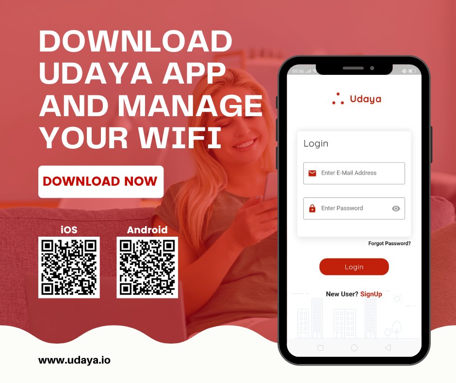 Attention all udaya users! Download the udaya WiFi app now and take control of your network!  
#UdayaWiFi #NetworkManagement #SeamlessExperience #udaya #AppDownload #android #ios