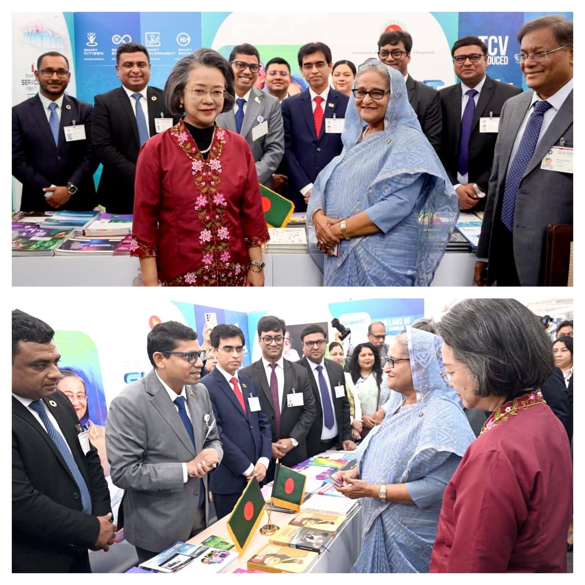 HPM #SheikhHasina visited Smart 🇧🇩’s booth at @UNESCAP, along with @UN_Armida, Exec. Sec. of #ESCAP, underscoring the nation’s commitment to equity, access & leveraging smart technologies for achieving #SDGs.🇧🇩🌏 #eQualityCentre #ZeroDigitalDivide #GlobalDigitalCompact #CS80