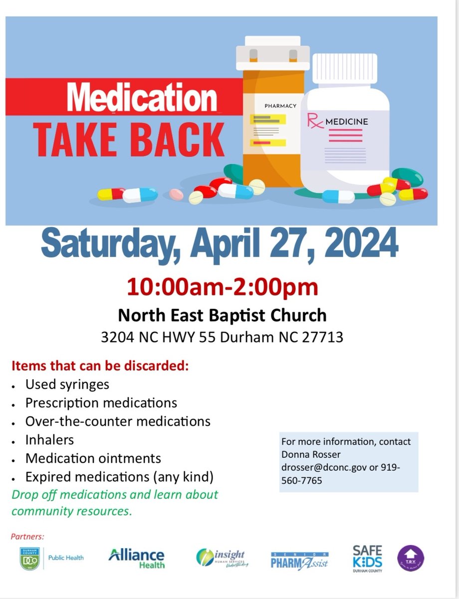 Operation Medicine Drop: below please see details for scheduled Saturday event along NC Highway 55
#honordutyservice #OneCommunityOneDurham