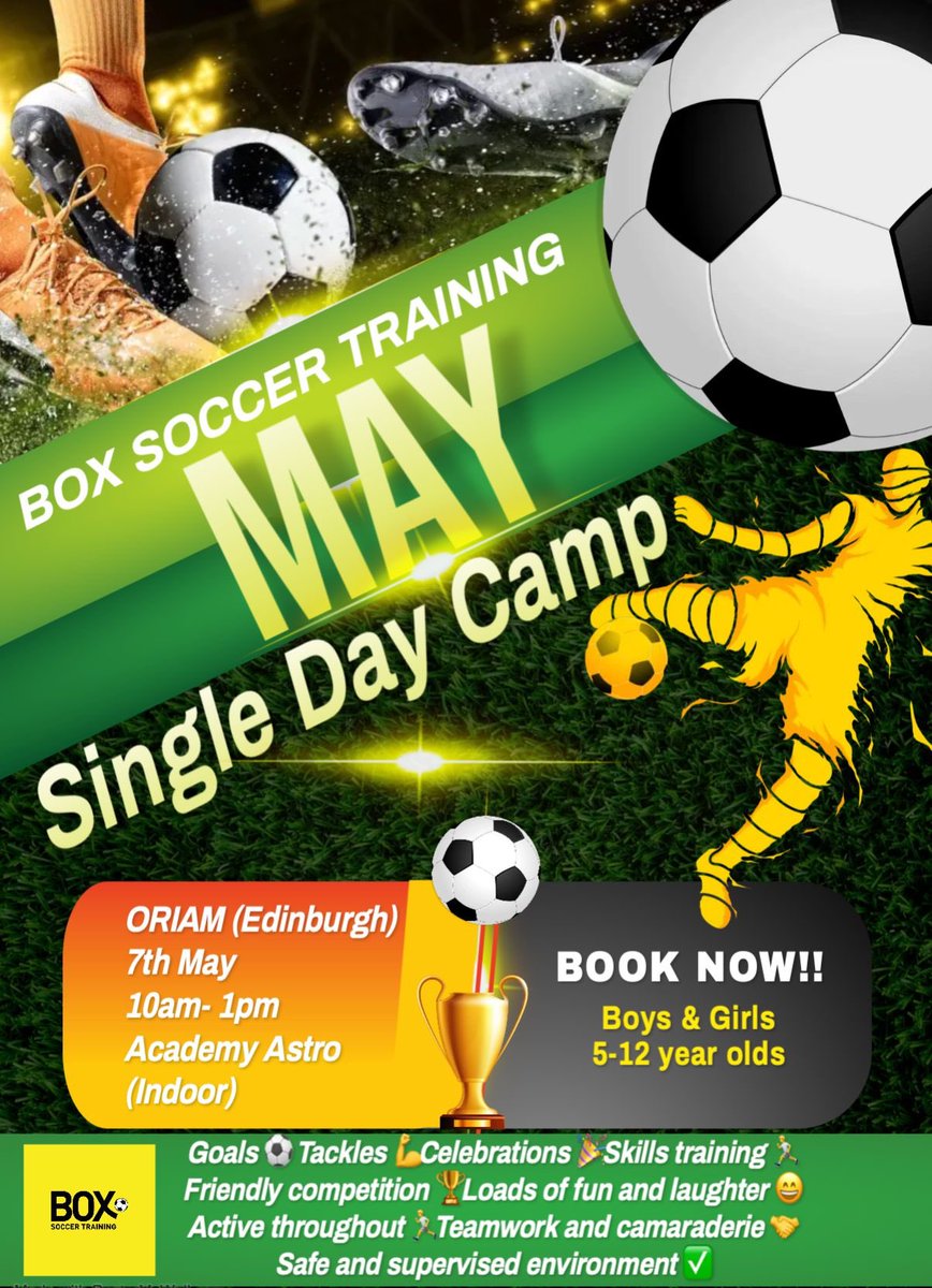 📆 Tuesday 7th May  ⏰ 10am- 1pm  🏟️ Oriam (Acadmey Astro) 👧🏻🧒🏼 Girls &amp; Boys aged 5-12 years old 💰 £30  Limited spaces available   🔗 shorturl.at/wCM09