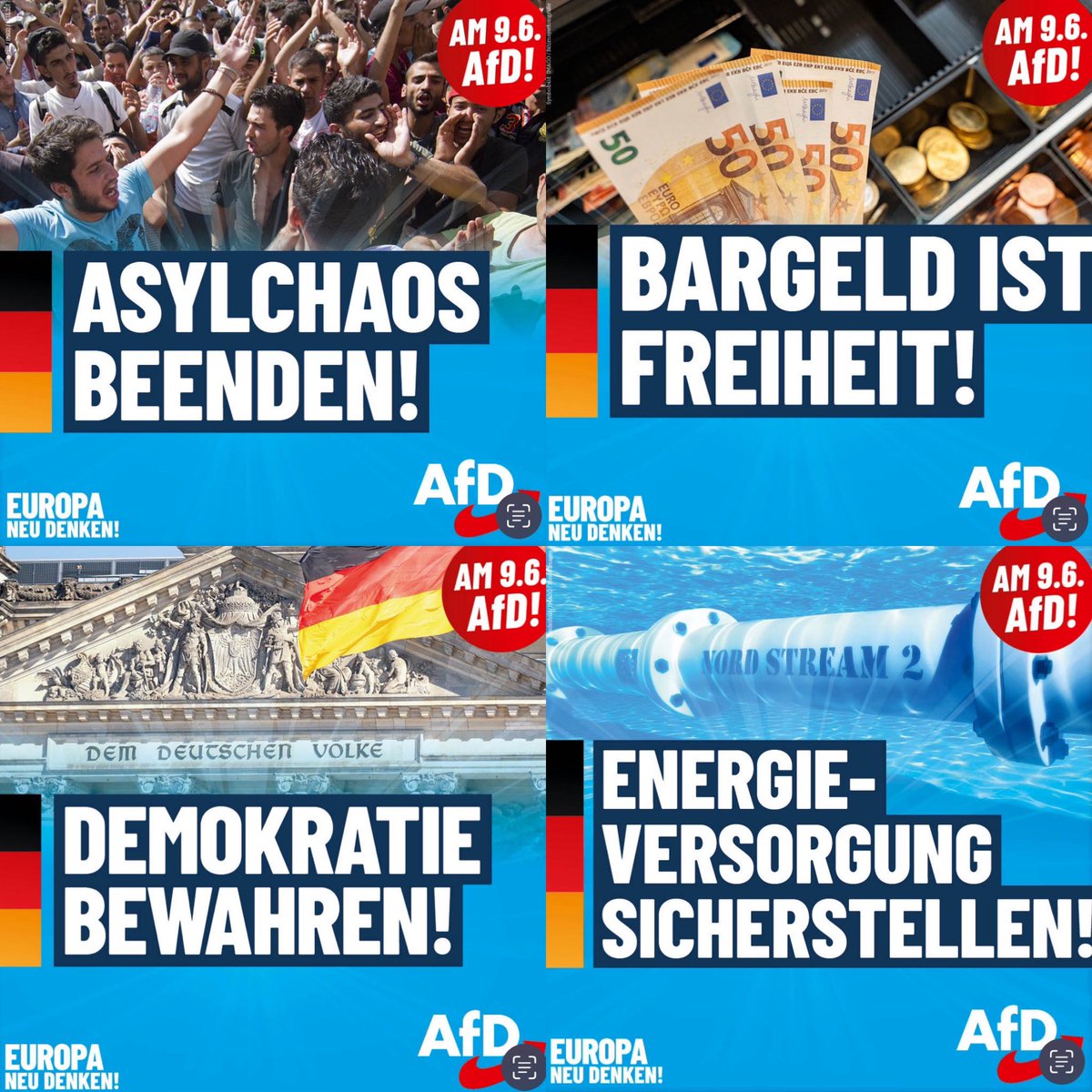 +++ EU-Wahlkampf +++ Unsere Plakatmotive im Überblick. Europa neu denken! #AfD #Europa2024 #Wahlkampf #europaneudenken