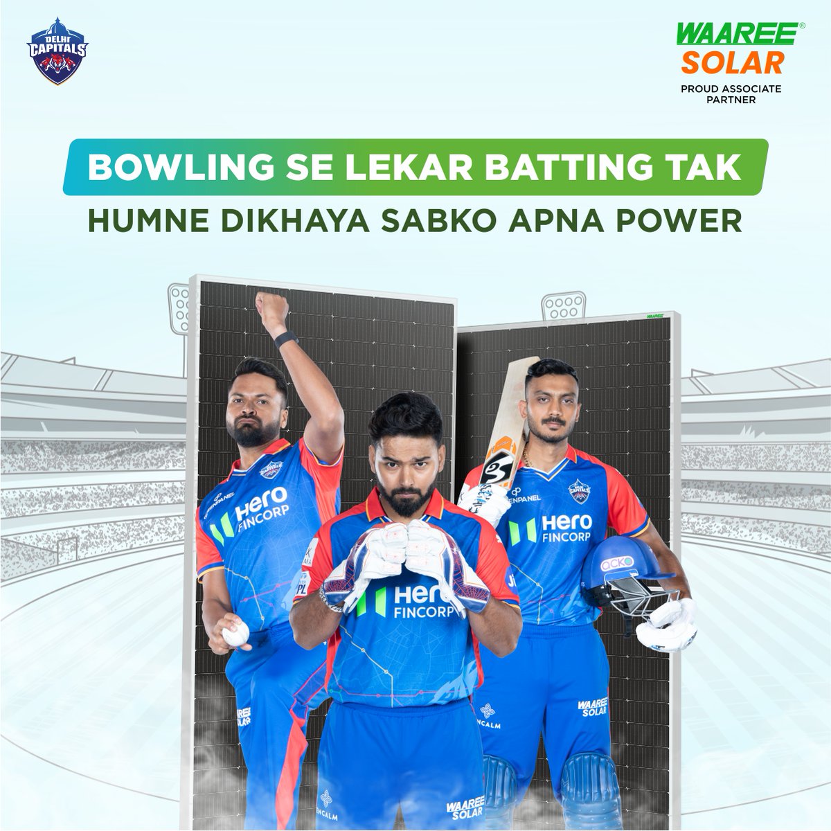 From bowling to batting, we’ve shown our unmatched power! Harness the sun’s energy and watch your savings grow! Go for solar and make your savings grow ensuring victory after victory! 
#waareesolar 3Delhicapitals #ipl #ipl2024 #electricitybill #savemoney