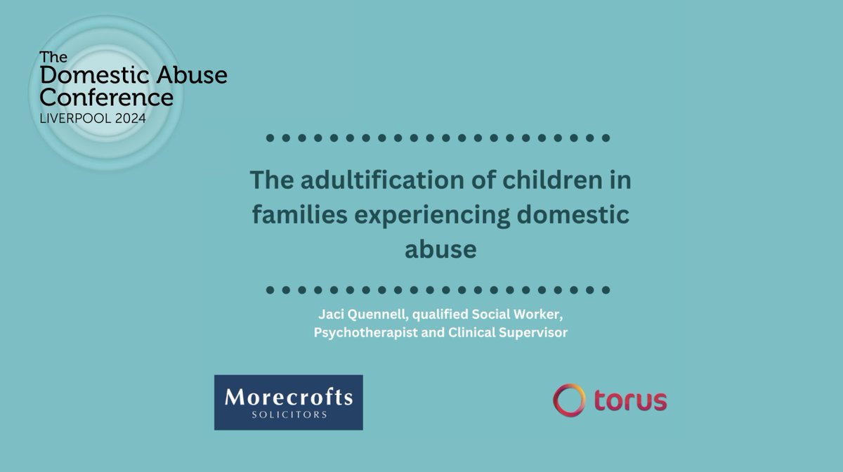 We're delighted to announce that Jaci Quennell, social worker, psychotherapist + clinical supervisor, will speak at this year's event. Jaci will talk about the adultification of children in families experiencing #domesticabuse. Book your ticket here🎟️⬇️ eventbrite.co.uk/e/the-domestic…
