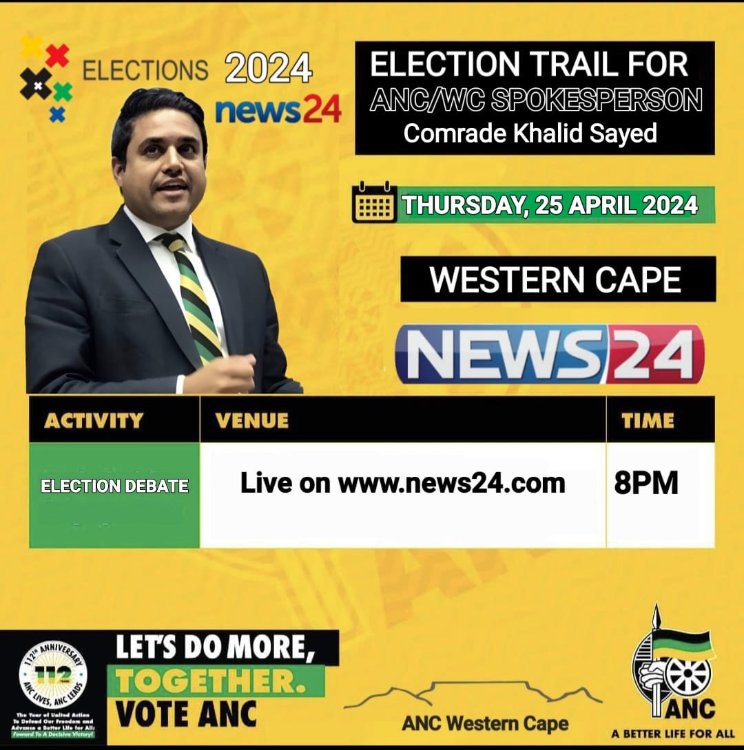 Looking forward to this evening's Elections Debate on News24 at 8pm live on news24.com #LetsDoMoreTogether #VoteANC2024