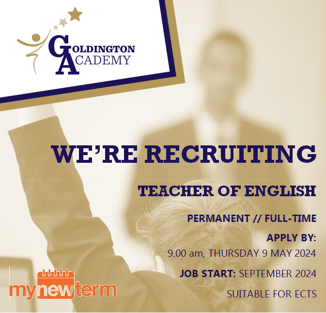 GoldingtonAcad's tweet photo. We're recruiting! For more details about this vacancy, please visit:

https://t.co/5RBSces49Y

@mynewterm https://t.co/rxJlYLdRyA