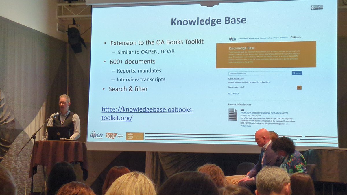 Now @ronaldsnijder presents on @DOABooks #PRISM #peerreview service and the OA Books Toolkit, mentions ongoing work to expand this into a dedicated Knowledge Base #OPERAS2024