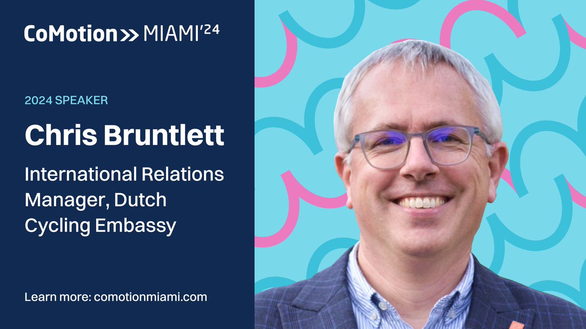 Speaker alert!! 🎉 We are excited to announce, Chris Bruntlett, International Relations Manager, @Cycling_Embassy, will be joining us at #CoMotionMIAMI '24, May 6-7. 🎟️ Haven't got your ticket yet? Register now: lnkd.in/e9SeYaWV