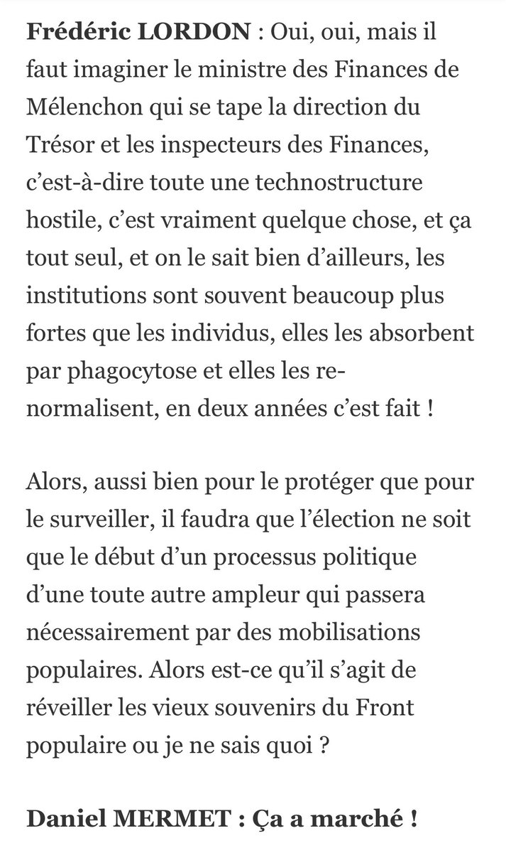 @G_Fleurance Franchement il a le même avis sur la gauche électorale depuis au moins cette émission de la bas en 2017 (après Tsipras) et c plutôt mitigé. Il dit que le gouvernement sera torché sans mouvement populaire. la-bas.org/la-bas-magazin…