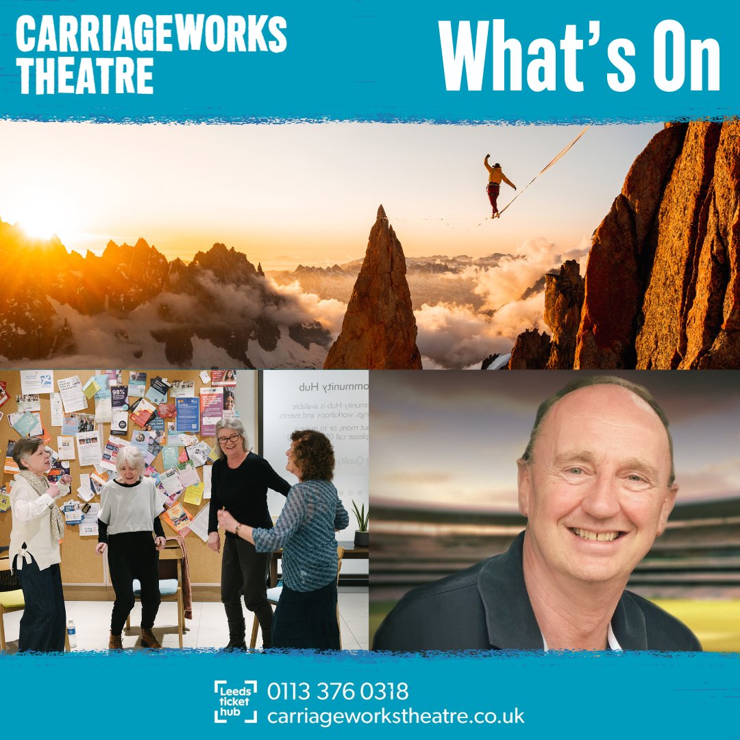 This week at the Carriageworks… 🌍 Banff Mountain Film Festival (Tue 30 Apr - Thu 2 May) ☕ Escaped Alone (Wed 1 - Sat 4 May) 🏏 An Evening with Aggers (Fri 3 May) Don't miss out, get your tickets on our website! 👉 carriageworkstheatre.co.uk/whats-on/ #WhatsOnAtTheCarriageworks