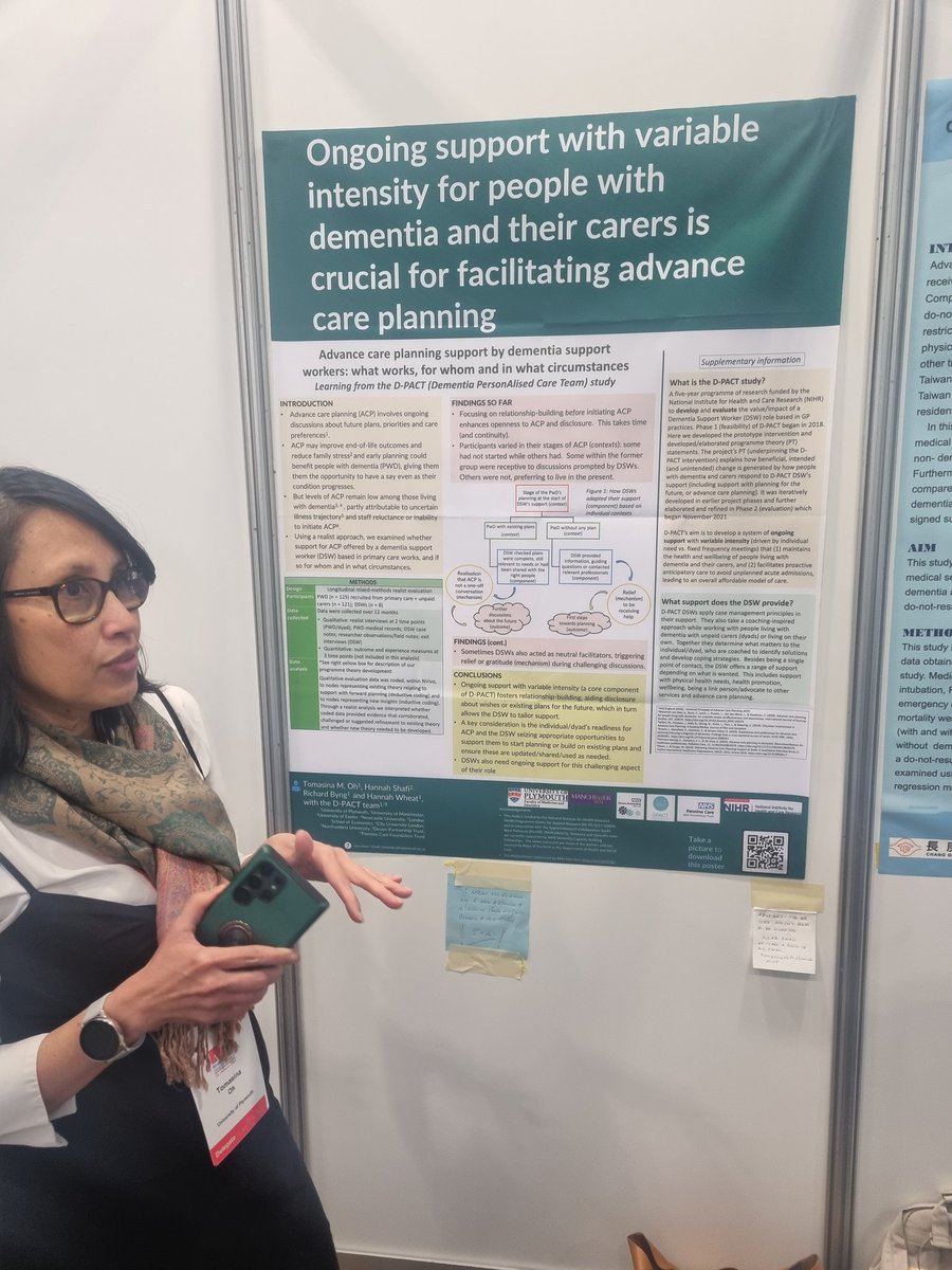 We (@TomasinaOh and @hannahwheat) are currently at our Advance Care Planning (ACP) @DementiaPACT poster at #ADI2024 do come along and talk to us .Poster details when, how and for whom ACP related support was provided by our dementia support workers and what outcomes it led to.