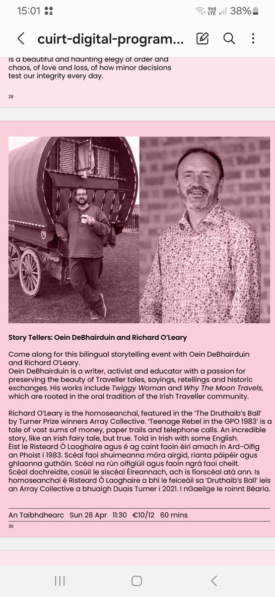 Richardtellingstories (@richardstories) on Twitter photo Bígí linn sa <a href="/AnTaibhdhearc/">An Taibhdhearc</a> Dé Domhnaigh 28ú Aibreán ag <a href="/CuirtFestival/">Cúirt Festival</a> Mo chéad léiriú, as Gaeilge, do “Eirí Amach sa GPO 1983” agus scéalaíocht <a href="/Oeiny/">Oein DeBhairduin ✨</a> #cuirt2024 <a href="/ForasnaGaeilge/">Foras na Gaeilge</a> <a href="/tuairiscnuacht/">Tuairisc</a> <a href="/AerachG/">AerachAiteachGaelach</a> Bígí linn sa <a href="/AnTaibhdhearc/">An Taibhdhearc</a> Dé Domhnaigh 28ú Aibreán ag <a href="/CuirtFestival/">Cúirt Festival</a> Mo chéad léiriú, as Gaeilge, do “Eirí Amach sa GPO 1983” agus scéalaíocht <a href="/Oeiny/">Oein DeBhairduin ✨</a> #cuirt2024 <a href="/ForasnaGaeilge/">Foras na Gaeilge</a> <a href="/tuairiscnuacht/">Tuairisc</a> <a href="/AerachG/">AerachAiteachGaelach</a>