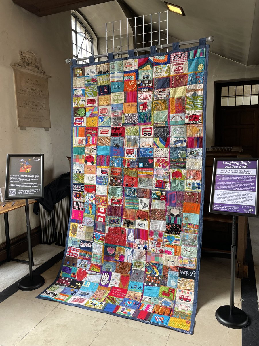 Paid a visit to St James’ Church to spend some time with the Justice Quilt in the flesh again ahead of tonight’s 1st preview. 

A teary reminder (not that it’s needed) of why we’re doing this. Connor, this is for you & all the other dudes. 

@JSTheatre #LaughingBoy #JusticeForLB