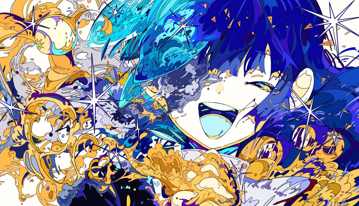 phosphophyllite ,phosphophyllite (ll) solo long hair looking at viewer smile open mouth blue eyes blue hair  illustration images