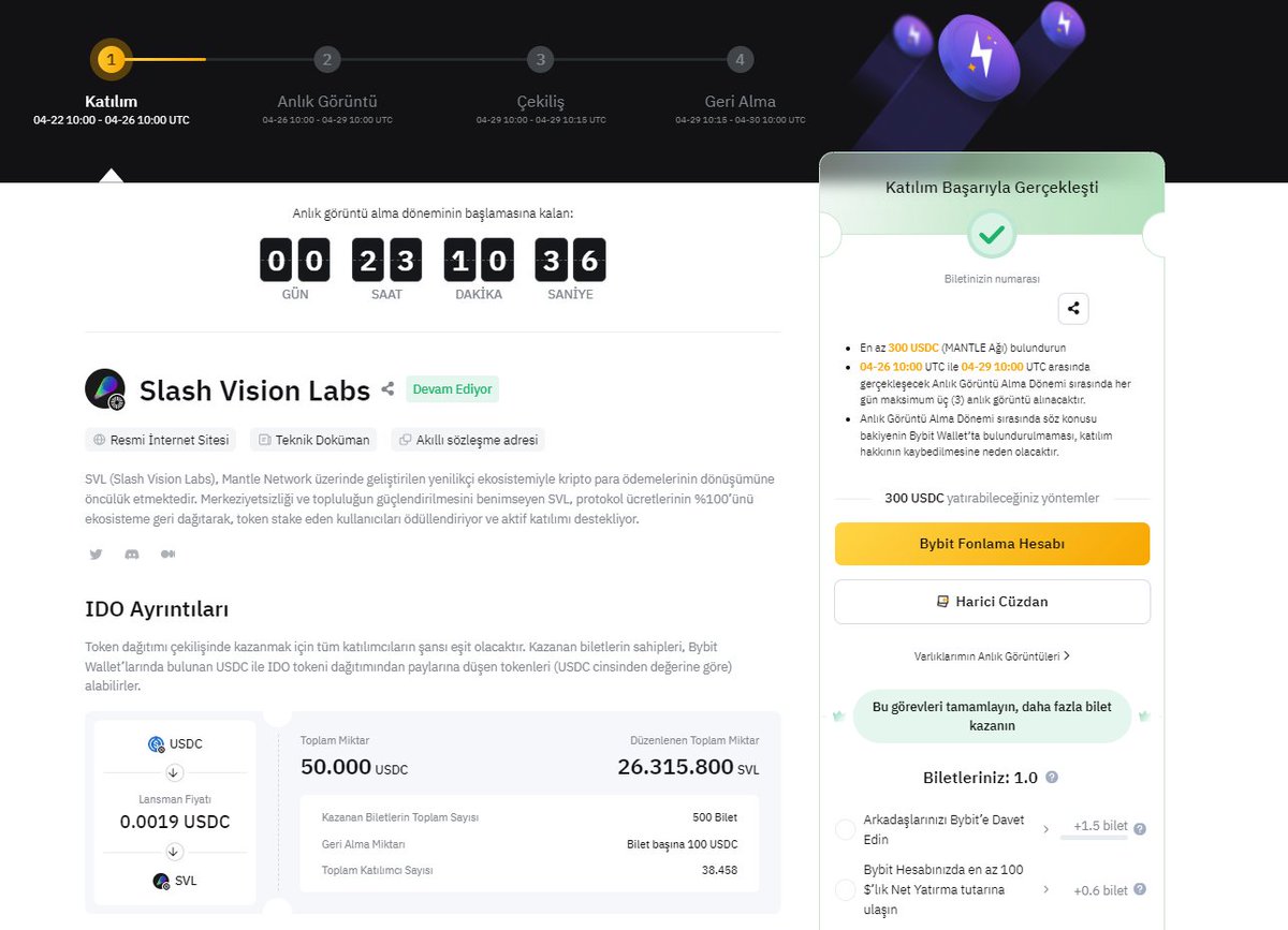 Selamlar herkese, Son zamanlarda değerlendirdiğimiz fırsatlardan birisi de merkezi borsaların IDO etkinlikleri. Kısa süre önce @Bybit_Official üzerinden $EXVG IDO'suna katılmıştık. Yeni bir IDO daha geldi, @SlashWeb3 web3 tarafında IDO düzenliyor. 'Anlık Görüntü Alma' döneminin…