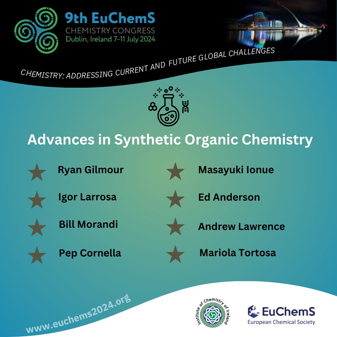 🔬 Exciting news! We're thrilled to announce our line-up of invited speakers for 'Advances in Synthetic Chemistry' at #ECC9! Get ready to be inspired by leading experts pushing the boundaries of synthetic chemistry. euchems2024.org/invited-speake…