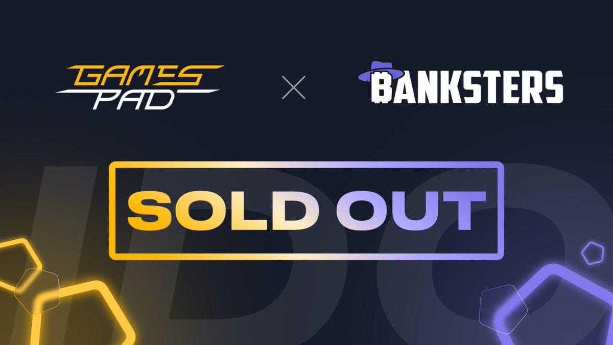 📣 The @BankstersNFT IDO on GamesPad is officially SOLD OUT! ✔️ 40,000 💲 $USDT raised in total ✔️ 1,000,000 $BARS raised in total 🥳 We were delighted to host this incredible #IDO! ✌️Stay tuned for more exciting news from #GamesPad & Banksters! 🔒 Banksters IDO Deal is