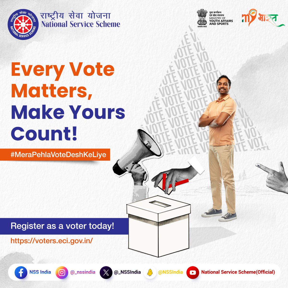 Embrace your right to vote and make a difference. Register as a voter today and be ready to make an impact! It's not just a vote, it's a pledge for a better tomorrow. #voterawareness #MeraPehlaVoteDeshKeLiye #Vote4Sure