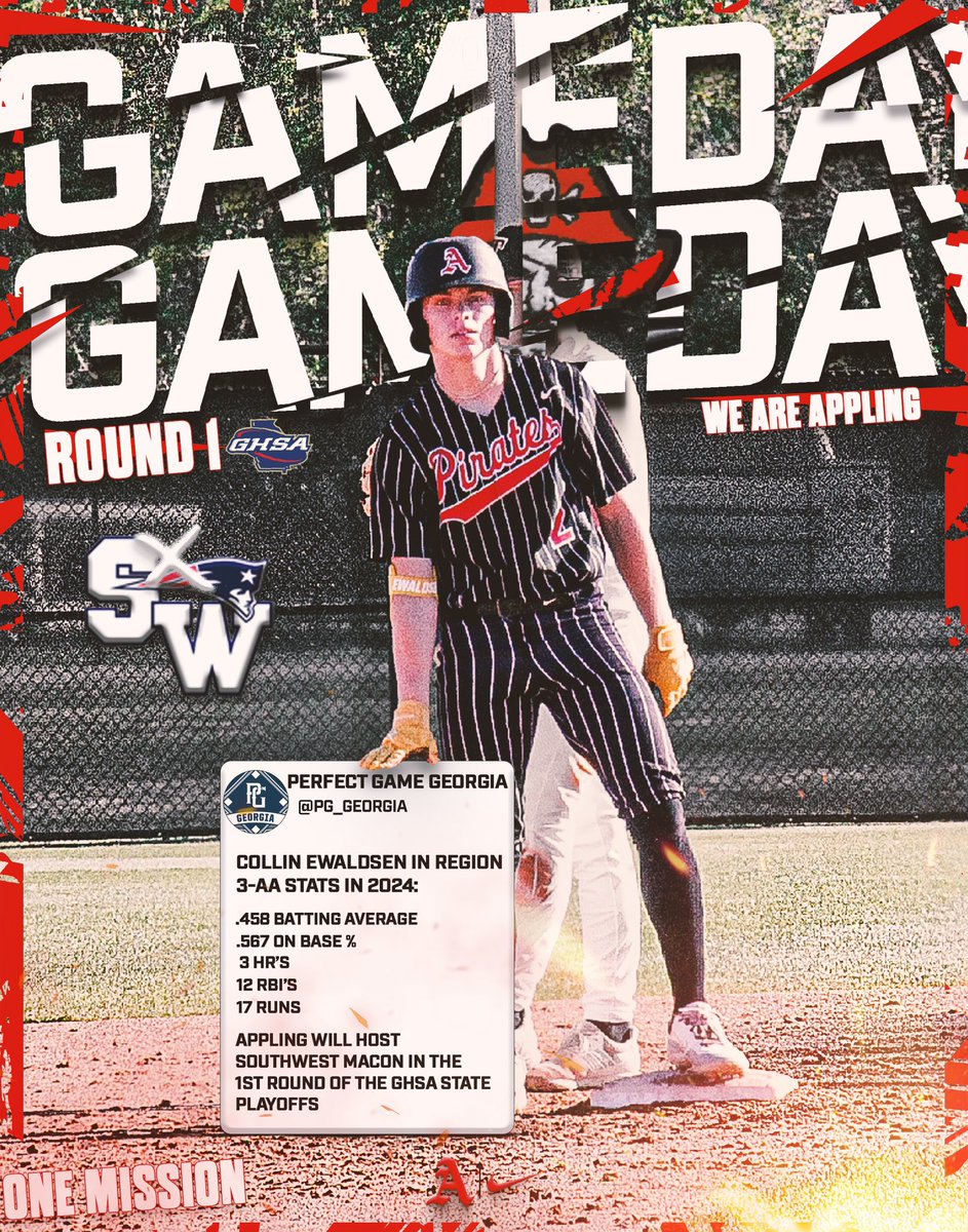 ITS GAMEDAYYYYYY, PLAYOFF EDITION! The Pirates host Southwest Macon in the 1st round of the GHSA State Playoffs! Game 1 is at 4PM, and Game 2 will follow! SHOW UP AND BE LOUD! #TheStandard #OneMission 
🏴‍☠️🏴‍☠️🏴‍☠️
