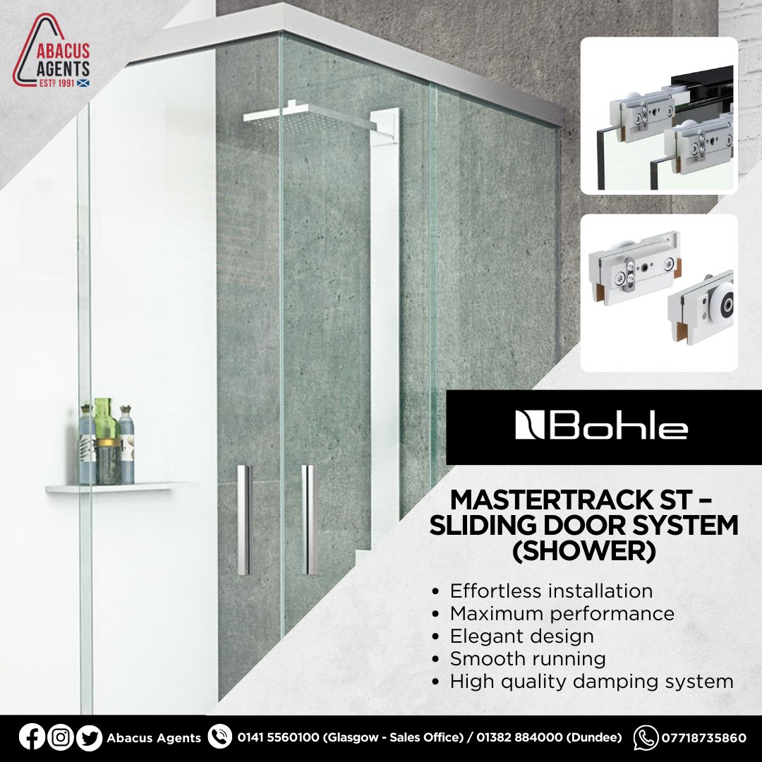 Introducing the latest innovation from Bohle: MasterTrack® ST: the ultimate sliding door system for showers.

With its sleek design, effortless installation, and advanced technology, it is perfect for any bathroom setup.

Upgrade your shower experience with MasterTrack ST today!