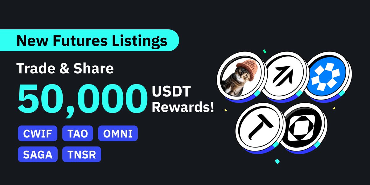 🎉 Celebrating New Futures Listings! 🚀 Trade $CWIF, $TAO, $OMNI, $SAGA, $TNSR & share in a 50,000 USDT Prize Pool! 🏆 ✅ Follow @BitMart_India 💬 Join our community: t.me/BitMartExchang… 🔄 RT & tag 3 friends 🚀 Participate now: bitmart.com/activity/CWIF-…