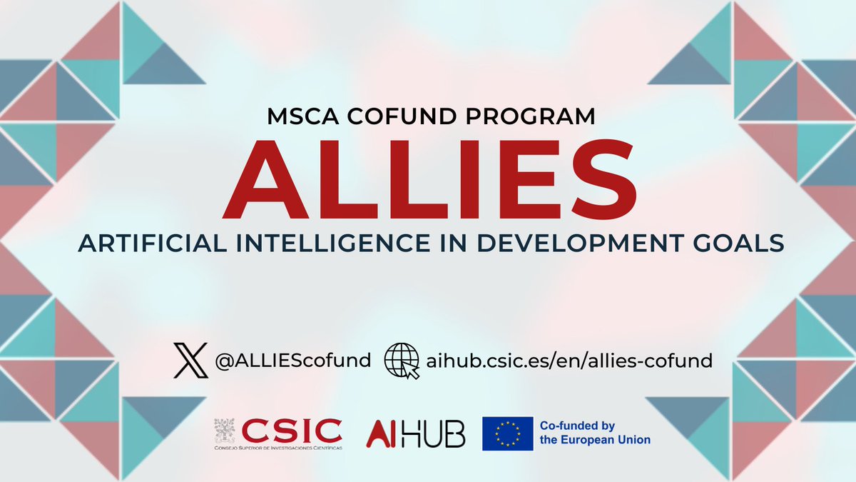 🚨 Submit your application to the ALLIES program! Led by @CSIC and coordinated by @AIhubCSIC 💥 It is actively seeking 1⃣7⃣ postdocs to drive interdisciplinary AI research in line with the SDGs 🌐 #ALLIEScofund #ALLIESforSDG #aihubcsic
