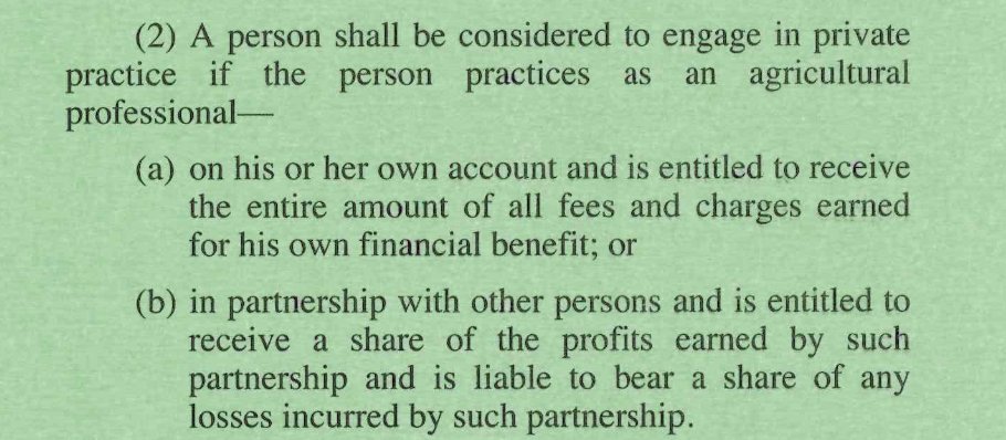 This section: are all peasant farmers who buy and sell their produce for subsistence 'private practitioners? If yes, what prevents this new law from arresting your father and taking him to jail the next time he goes to the market to sell his cow for your school fees?