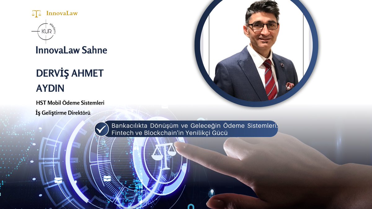 KURAkademi's tweet photo. 08 Haziran’da gerçekleştirilecek “Yeni Teknolojiler ve Hukuk Zirvesi - Innovalaw Summit”te bizimle olacak Derviş Ahmet Aydın’a teşekkürler…

#finans 
#banka 
#bankacılık 
#teknoloji 
#hukuk 
#fintech 
#ödeme https://t.co/gUrNmOfn3X