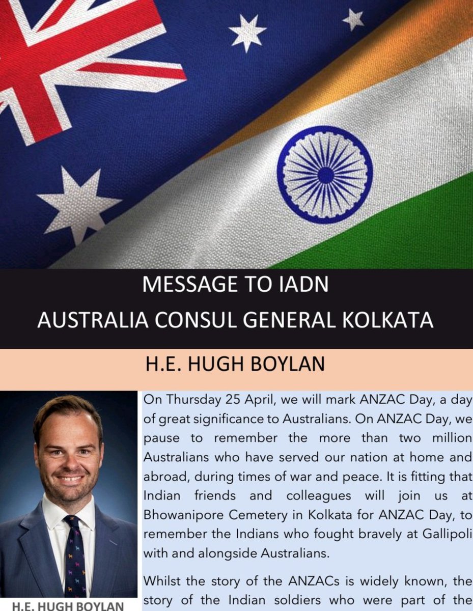 'We have agreed to boost cooperation between our maritime patrol aircraft in order to enhance our collective maritime domain awareness...' 🇮🇳 🇦🇺 Writes Excellency Mr Hugh Boylan (@AusCGKolkata) Hon'ble Consul General of Australia in Kolkata Read here iadnews.in/message-from-a…