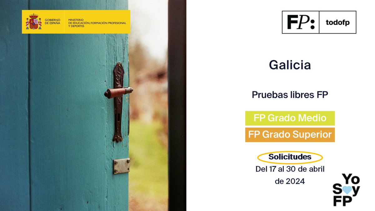 📢#FPGalicia Pruebas libres para la obtención de títulos de FP #TodoFP #YoSoyFP 🔴Solicitudes: Del 17 al 30 de abril de 2024. 🔎 edu.xunta.gal/fp/probas-libr…