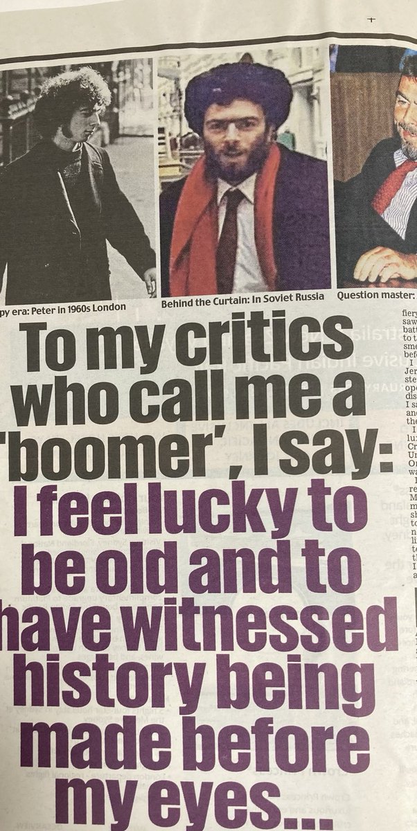 From ‘Button B’ to the Bering Strait, reasons to be glad I’m a Boomer, from today’s Daily Mail