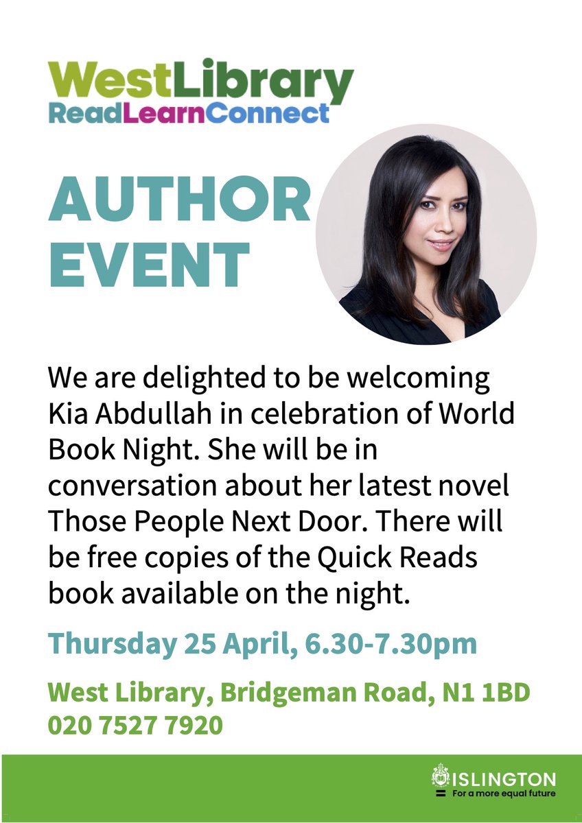 The West Library are hosting an author event today (6:30-7PM), in celebration of World Book Night. Make sure not to miss!