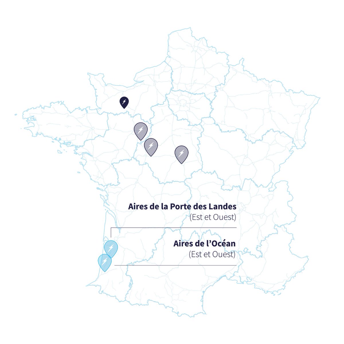 #Zunder et ATLANDES annoncent 4 nouvelles #stations de #recharge pour #véhiculesélectriques sur l’#A63 (#Landes) cet été : 📍Aires de la Porte des Landes (Est/Ouest) : en direction de Bordeaux/de l'Espagne 📍Aires de l'Océan (Est/Ouest) : en direction de Bordeaux/de l’Espagne