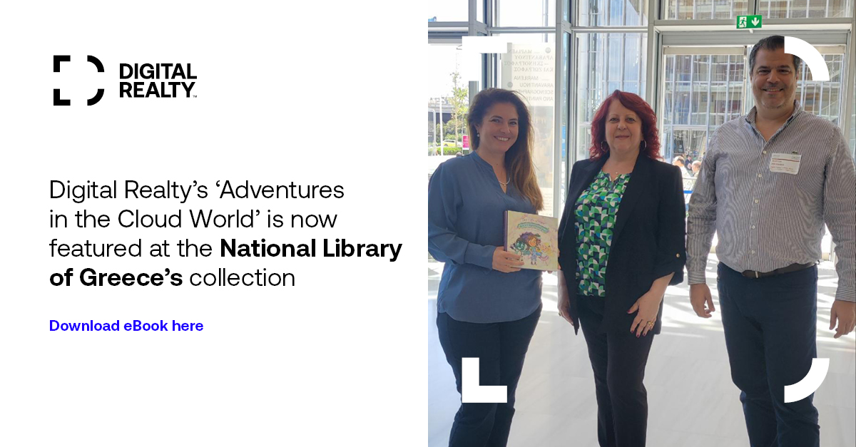 It's a true honor to see Digital Realty's children’s book on data centers being accepted into the National Library of Greece's collection! 
Download it: okt.to/sq5hCb
A huge thank you to everyone involved in bringing this project to life.