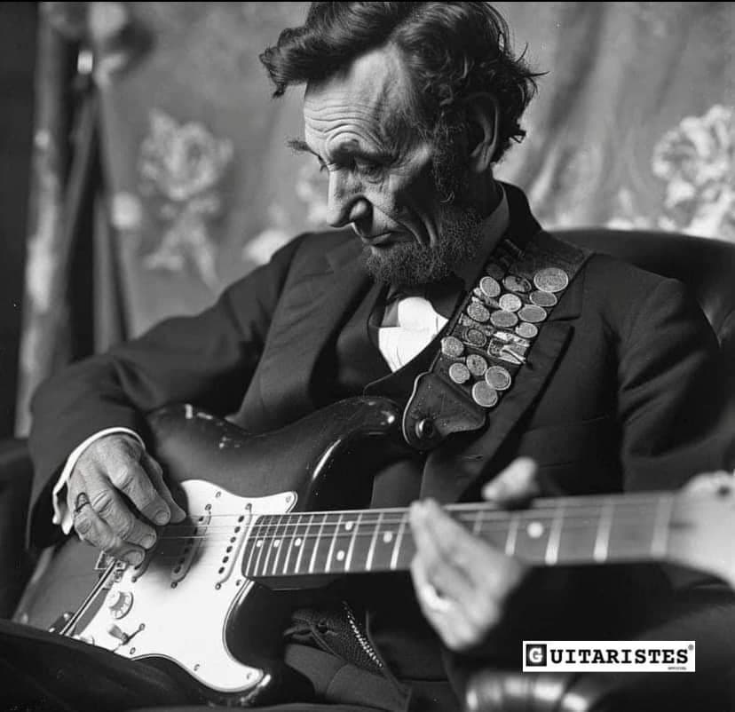 Rare pic of Abraham Lincoln playing Eric Clapton's Stratocaster 😲

Haters will say it's generated by AI 😆

#guitarhumor #guitarlove #guitarlol #guitarmeme #guitaristmemes #guitar #guitarist #guitarplayer #guitarriff  #guitarsolo  #instaguitars #ericclapton #abrahamlincoln