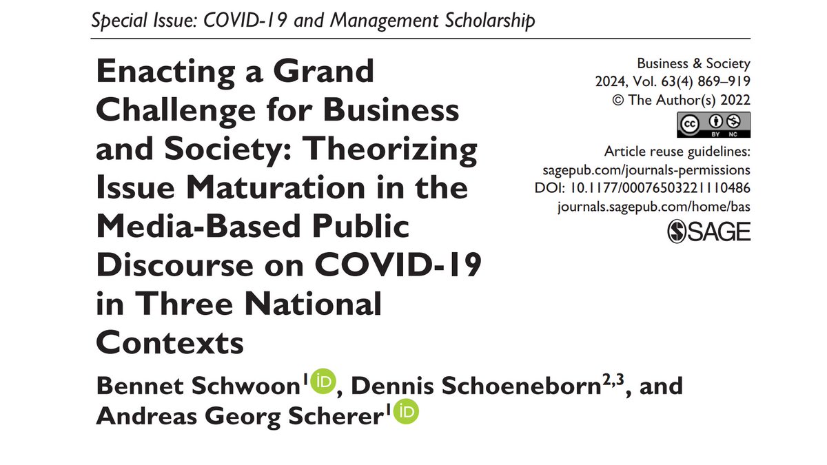 New work by scholars from @UZH_en & @CBScph exploring the media-based public discourse to identify the underlying mechanisms that explain the communicative construction and collective acknowledgment of #COVID19 as a #grandchallenge. Available Open Access doi.org/10.1177/000765…
