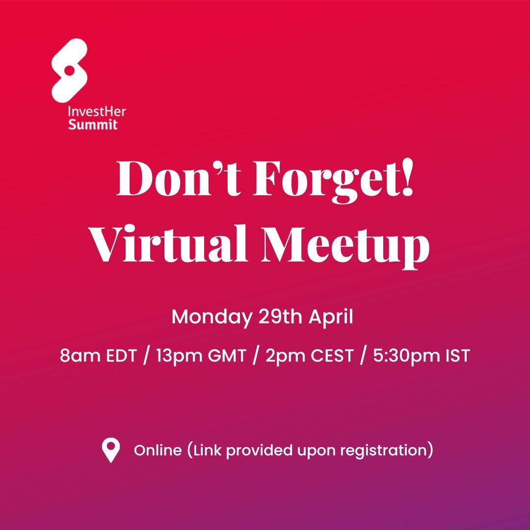 anneravanona's tweet image. 📣 Quick Reminder! Join our Virtual Meetup! Connect, share, and grow with the InvestHer Global Community 🌍 April 29 🕧 Time: 8am EDT / 13pm GMT / 2pm CEST / 5:30pm IST! 💻 Location: Online (Link provided upon registration) → bit.ly/VirtualMeetup2… #CommunityIsCapital