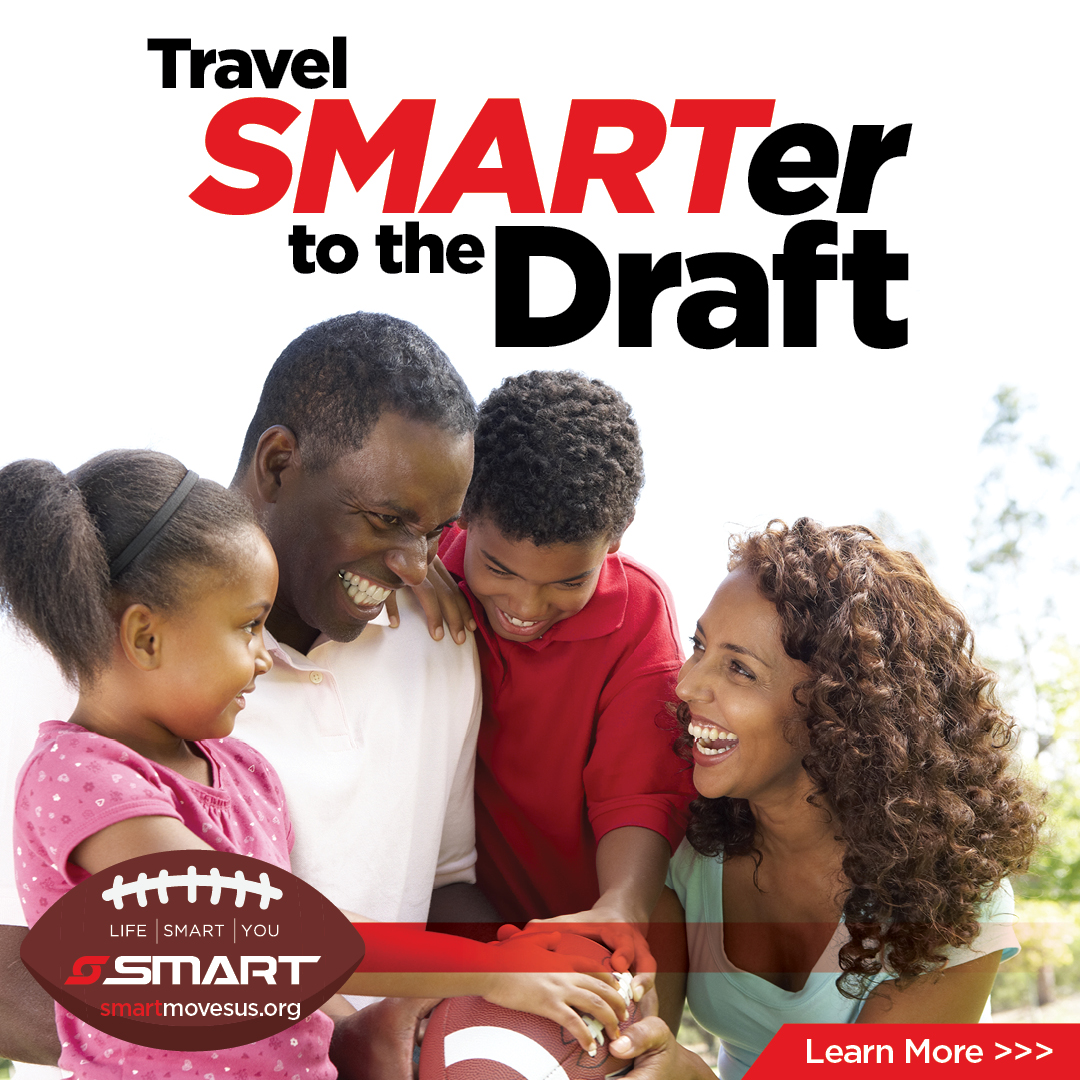 Today is the day! SMART is ready to score on Draft day by providing the #1 transportation option to get to and from this weekend's experience. Plan your trip now at smartmovesus.org. #SMARTMovesUs #Draft #Detroit