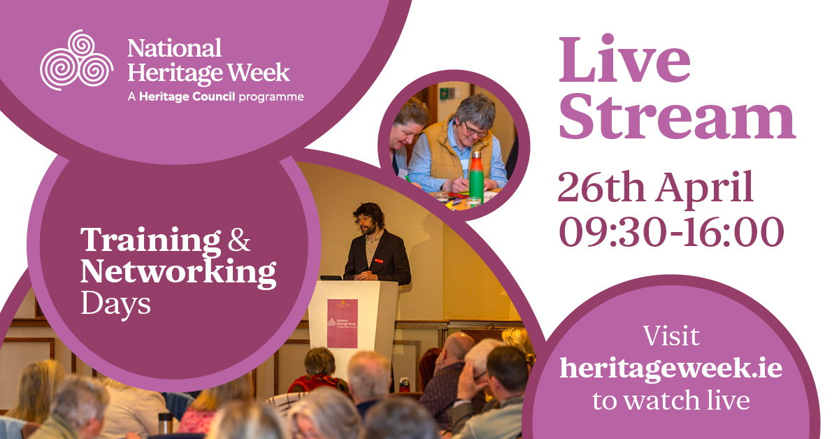 The first of three Training & Networking Events takes place tomorrow. For anyone that cannot attend in person, the event will be live streamed. Stream live on heritegeweek.ie.https://t.co/EwYSUbc6xH