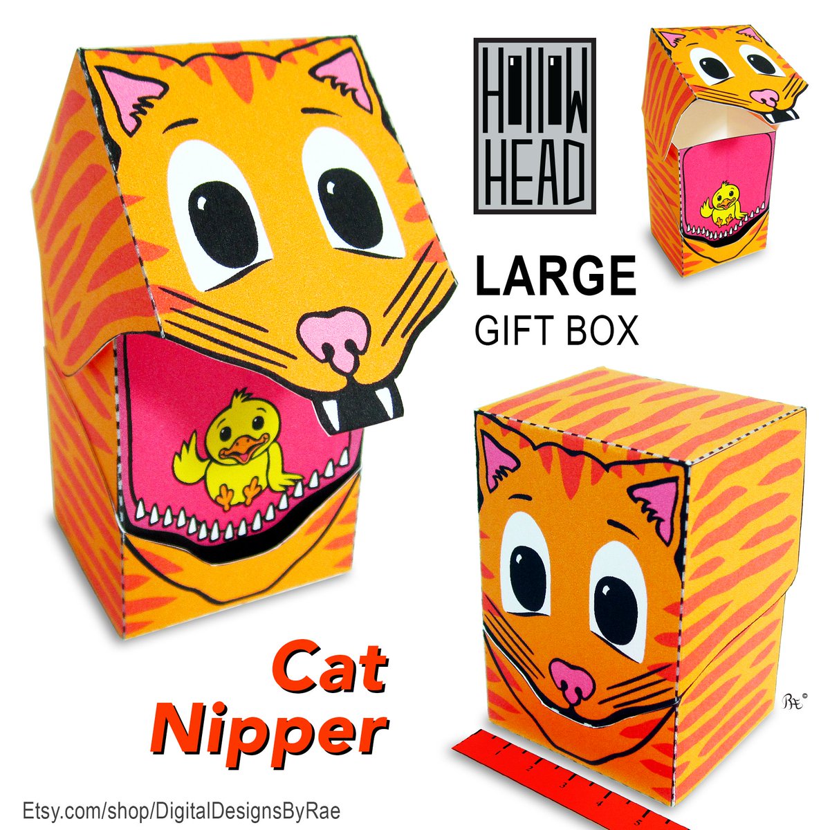 That's a meowthful! digitaldesignsbyrae.etsy.com/listing/549126… #hollowhead #funnyface #catatecanary #birdinthemouth #largesize #giftbox #printable #Etsy