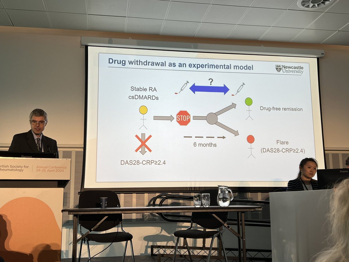 Drug-free remission DOES occur in rheumatoid arthritis. Newcastle’s Ken Baker explains why at BSR2024. @Racegbn @NIHRNewcBRC @NHIPartners @NuTHResearch @UniofNewcastle @VersusArthritis #BSR2024