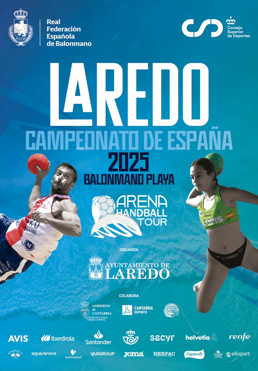📢 Además... ¡Laredo acogerá también el Campeonato de España 2025 de Balonmano Playa! 🤝 Con el apoyo institucional de @aytolaredo, @DeportesGobCant, @cantabriaes y @fcantabrabm 😍 ¡Os presentamos el cartel! @RFEBalonmano #BalonmanoPlaya