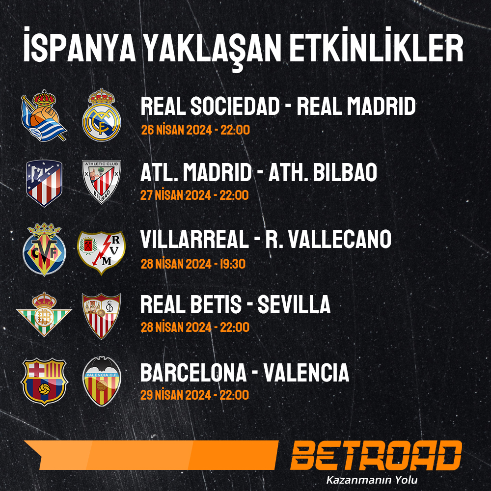 🇪🇸 El Clasico'da Real Madrid'e yenilen Barcelona, Valencia karşısında puan arıyor. İşte #Betroad'da yüksek oranlarla bahis alabileceğiniz La Liga maçları! Betroad Giriş: bit.ly/3TyqoDr