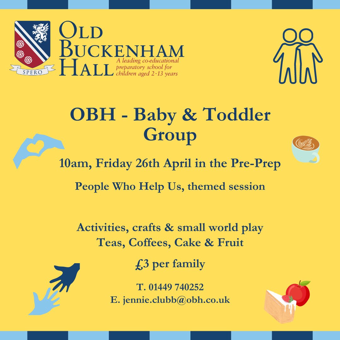 We look forward to seeing you all tomorrow at our Baby & Toddler Group, starting at 10am in our beautiful Pre-Prep! This week the theme is 'People Who Help Us'. New faces are always welcome. 😀 #oldbuckenhamhallschool #suffolkbabyandtoddlergroup #obhbabyandtoddlergroup