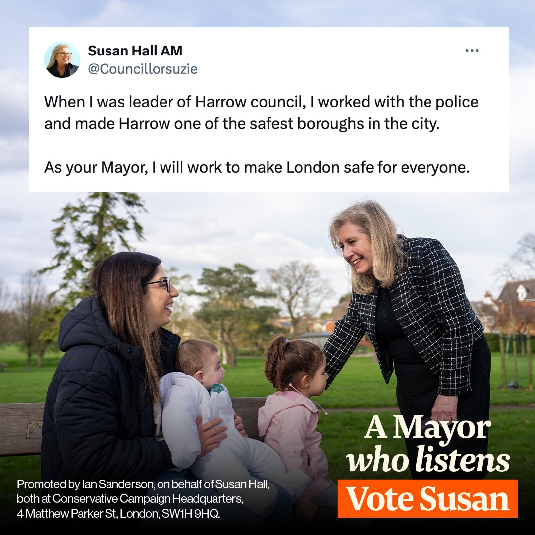 I know what it takes to keep Londoners safe, vote for me on May 2nd and I will get a grip on crime.