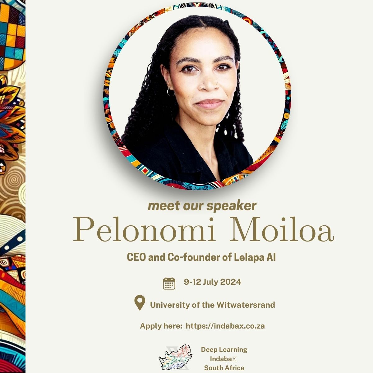 📣Announcement: First Keynote Speaker We’re thrilled to introduce keynote speaker for IndabaX SA🇿🇦2024: Pelonomi Moiloa, CEO @LelapaAI, a research lab building language technology for African languages. 🏆Named as one of the most influential people in AI #Times100 #indabaX2024