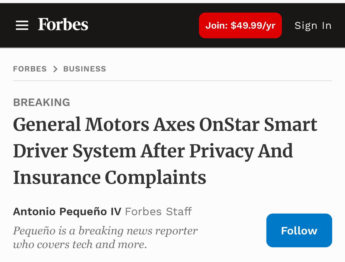 @OrwellNGoode GM just cut their monitoring and reporting to insurance companies through OnStar because of how many people were complaining.