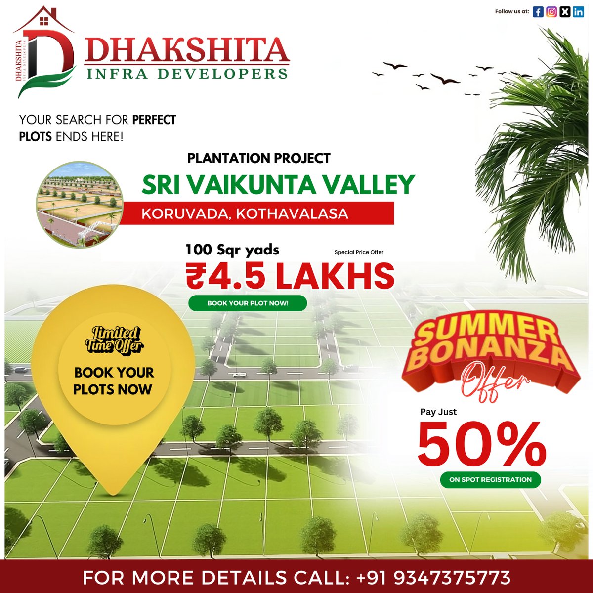 Journey where your search for perfect plots ends here with Dhakshitha Infra Developers! 🏡✨ 

More information: +91 9347375773

#DhakshitaInfra #PrimeLocation #BestRealEstateAgency #BestPlotsInVizag  #DreamHome #InvestInYourFuture  #PrimeRealEstate #LuxuryLiving #ModernHomes