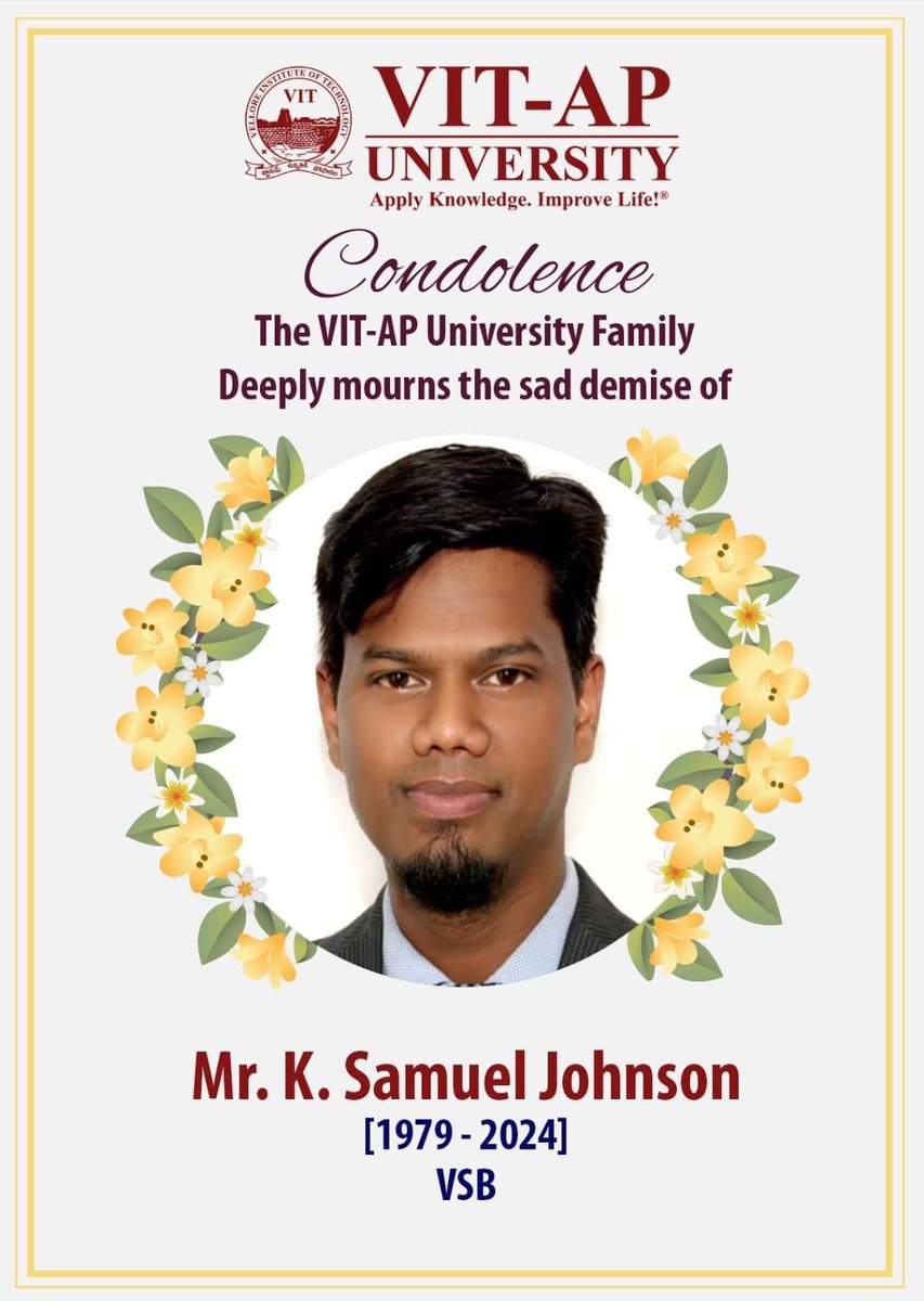 Dear Dr.Samuel Johnson K,
Unbelievable ❗️
Prayers 🙏

#RIP #RestInPeace #RestInPeaceInHeaven 
#LeaveALegacy