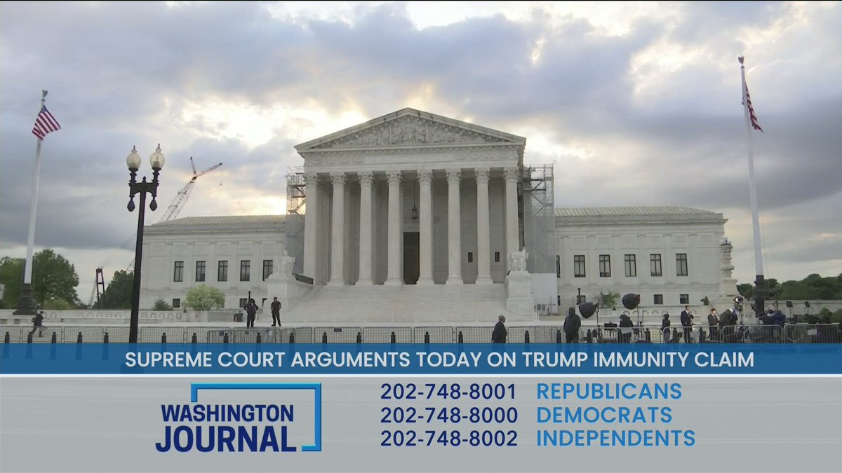 Supreme Court arguments today on former President Trump's immunity claim. Call in, text, or tweet us to join the discussion: tinyurl.com/3r8983r9